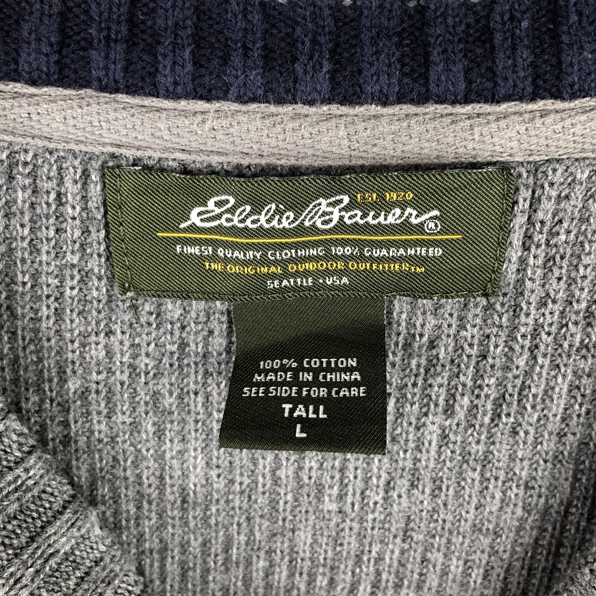 古着 エディーバウアー Eddie Bauer リブ編み コットンニットセーター 中国製 メンズL相当 /eaa589706_画像3