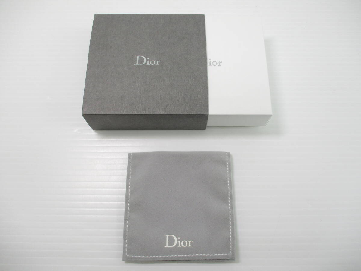 2510M2105 ChristianDior クリスチャンディオール Diorロゴ ラインストーン ピアス 総重量約3.9g 箱付 シルバーカラー_画像5