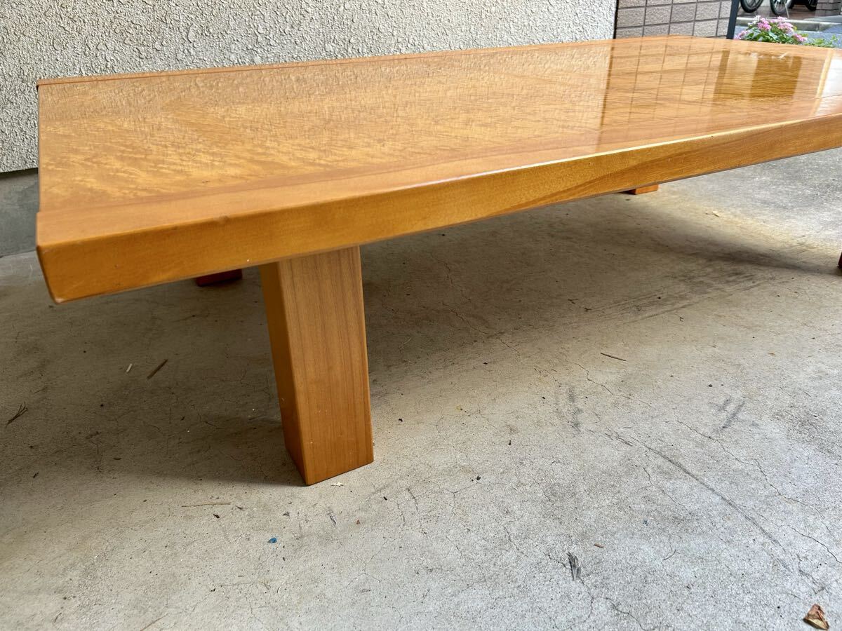 MORISHIGE モリシゲ 座卓 座椅子2脚 セット 高級座卓 ローテーブル 和モダン 天然木 玉杢調 座敷机 引き取り可能_画像3