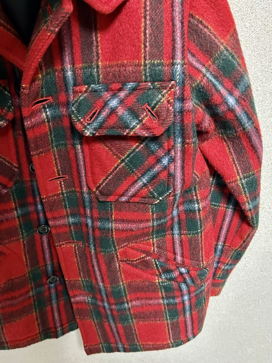 Wrangler ラングラー ジャケット チェック柄 W-38 メンズ M相当 ヴィンテージ CPO ジャケット レッド グリーン_画像3