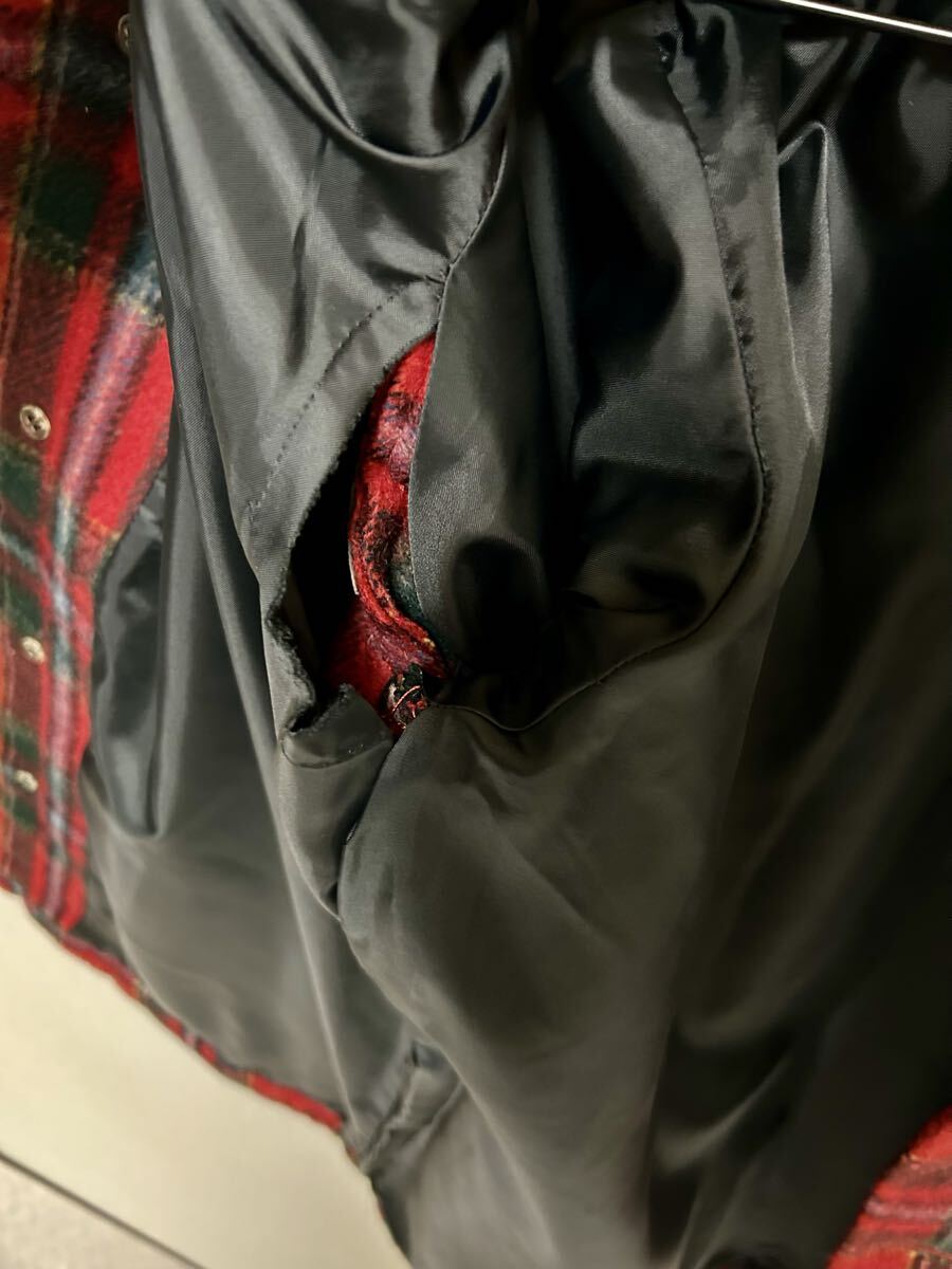 Wrangler ラングラー ジャケット チェック柄 W-38 メンズ M相当 ヴィンテージ CPO ジャケット レッド グリーン_画像9