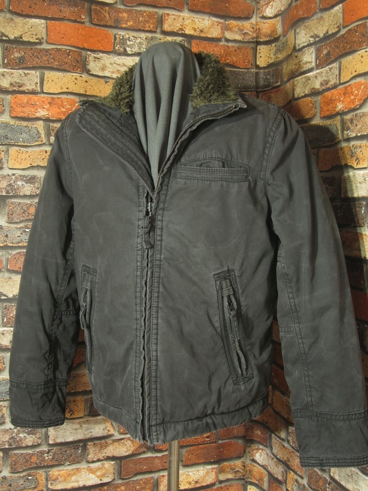 アメリカンイーグル ミリタリージャケット Lサイズ40 大きめ サンタクロース トナカイ コットン ダメージ加工 裏キルティング 松岡佳博_画像4