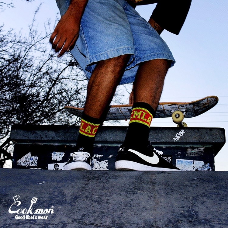 COOKMAN/クックマン　ソックス 　靴下　 Rib Crew Socks『CMLA logo Black』ブラック
