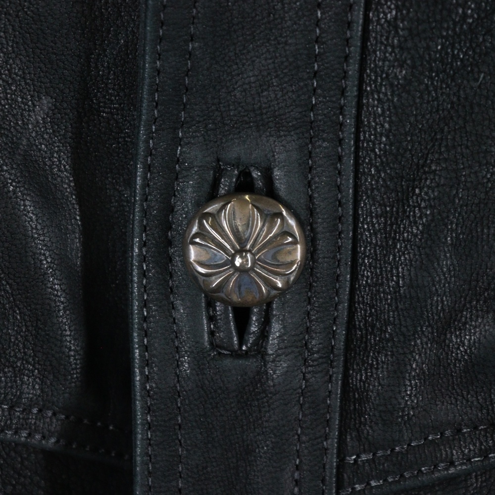 CHROME HEARTS クロムハーツ HUNTING LTHR JACKET ハンティング クロスボール ボタンレザージャケット ブラック_画像6
