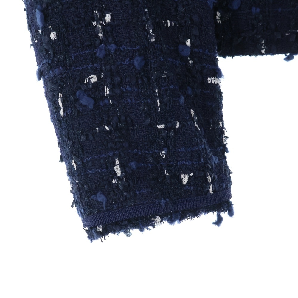 TOMORROWLAND トゥモローランド BALLSEY ツイード ノーカラー ジャケット ネイビー レディース 11-07-24-07751_画像5