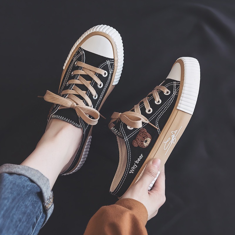 ☆SALE中【送料無料＆新品】Aglem スニーカー レディース サンダル かかとなし クマ カジュアル かわいい 靴 おしゃれ 人気 ブラック 24cm_画像1