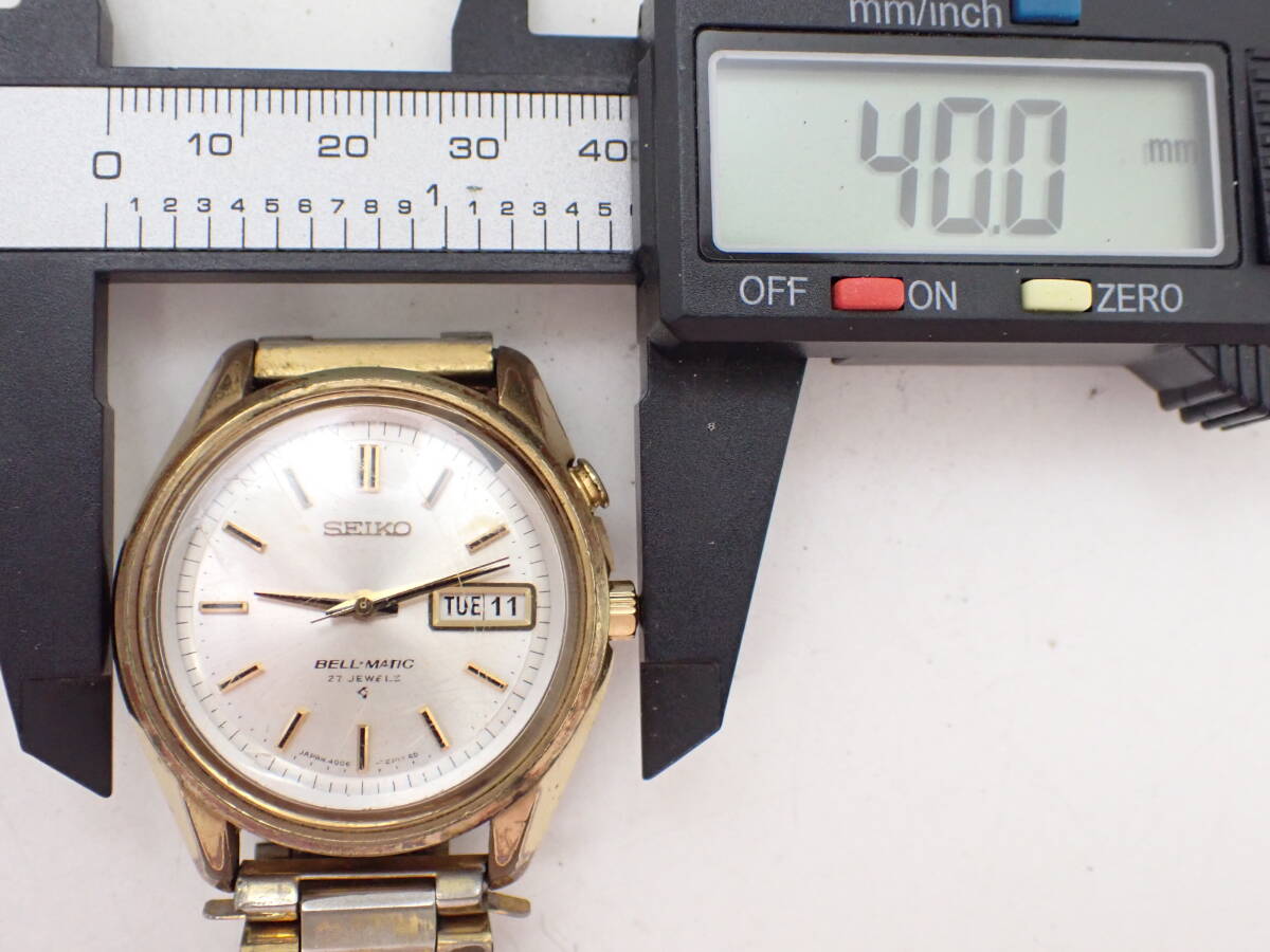 稼働品 1円~☆SEIKO セイコー AT/自動巻き メンズ腕時計 ベルマチック 4006-7010 シルバー文字盤 デイデイト ラウンド/E6459-8250.10/21_画像9