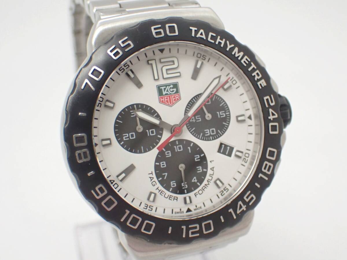 稼働　良品 1円～☆TAG Heuer タグホイヤー QZ メンズ腕時計 フォーミュラ1 CAU1111 白文字盤 デイト ラウンド アナログ/DA1522-81576_画像3
