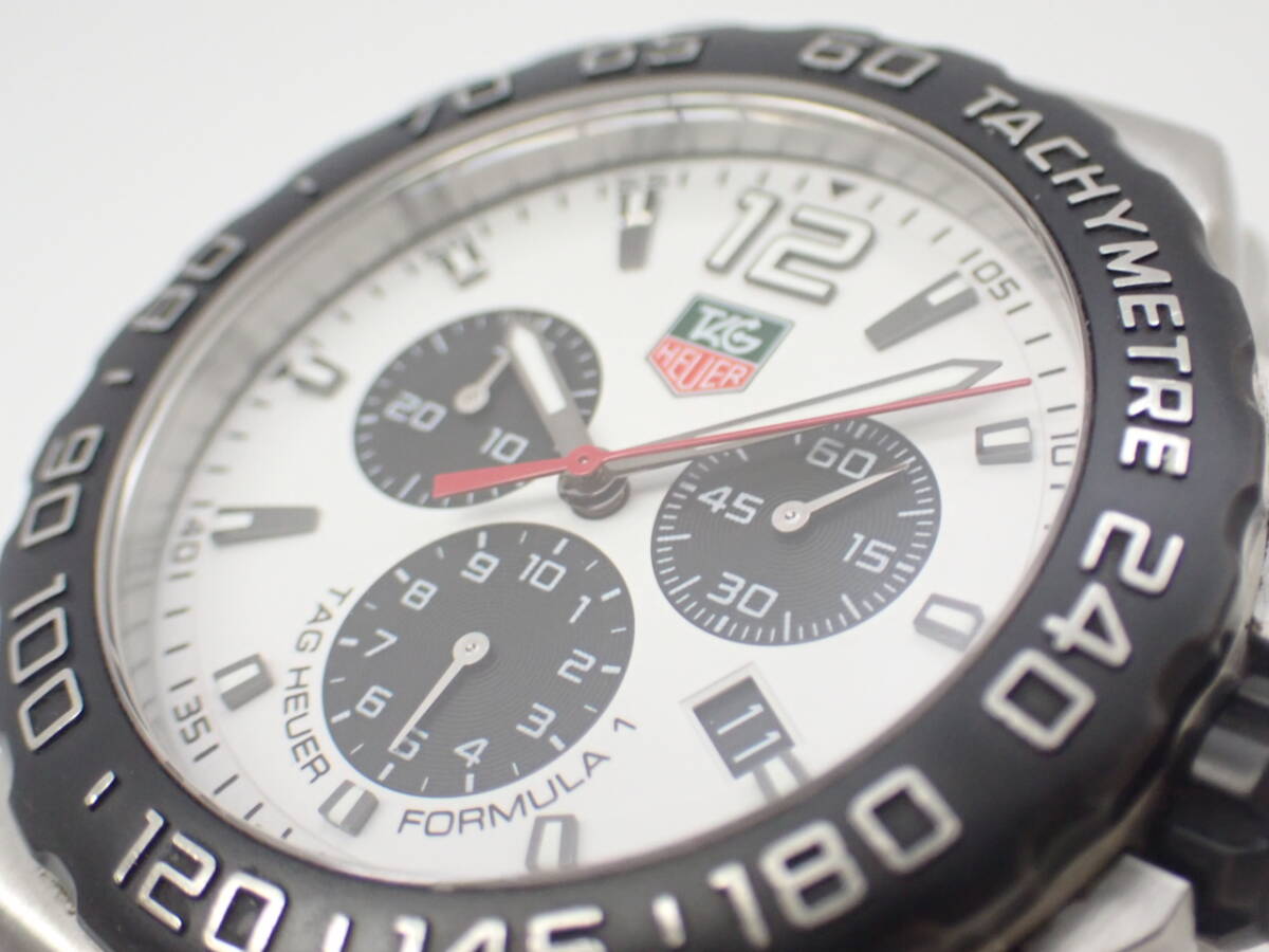 稼働　良品 1円～☆TAG Heuer タグホイヤー QZ メンズ腕時計 フォーミュラ1 CAU1111 白文字盤 デイト ラウンド アナログ/DA1522-81576_画像4