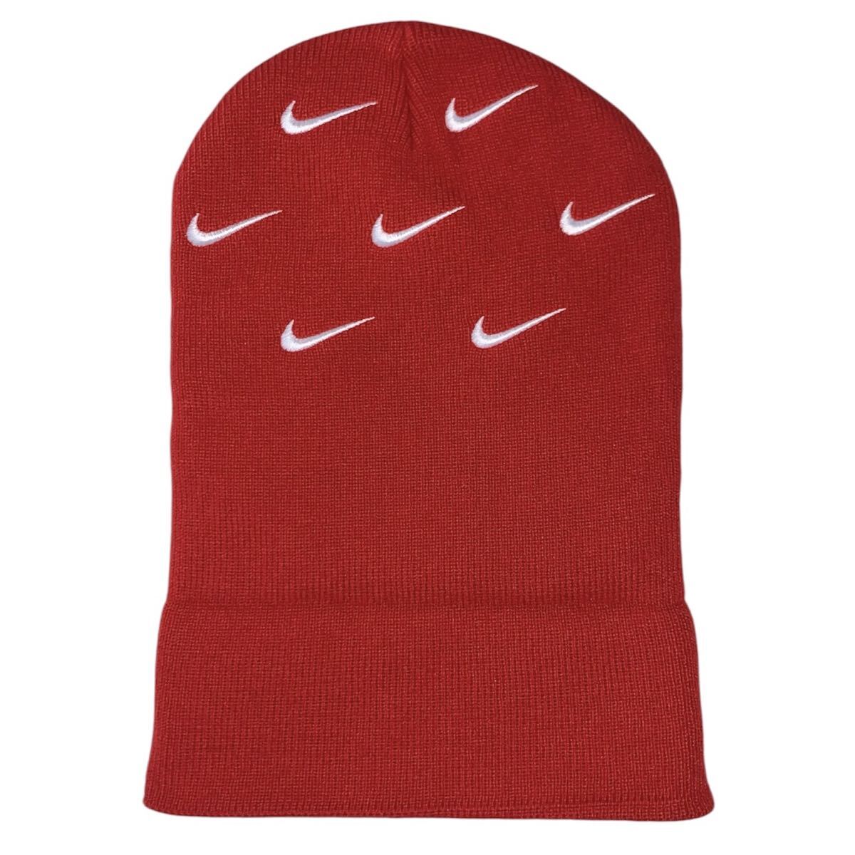 ナイキ ONE SIZE スウッシュ ロゴ ビーニー レッド LE SSERAFIM ホ・ユンジン着用 帽子 ニット帽 SWOOSH 頭囲57-59cm　_画像3