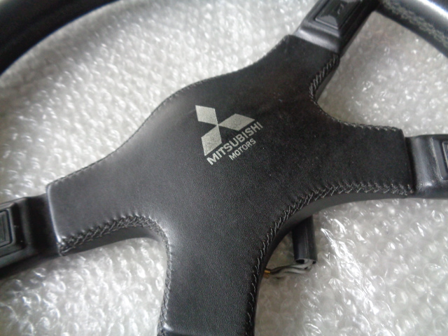 稀少!三菱純正オプション イタルボランテ コルサ レザーステアリング ランエボ パジェロ デリカ ギャラン ラリーアート JDM MITUBISHI _画像3