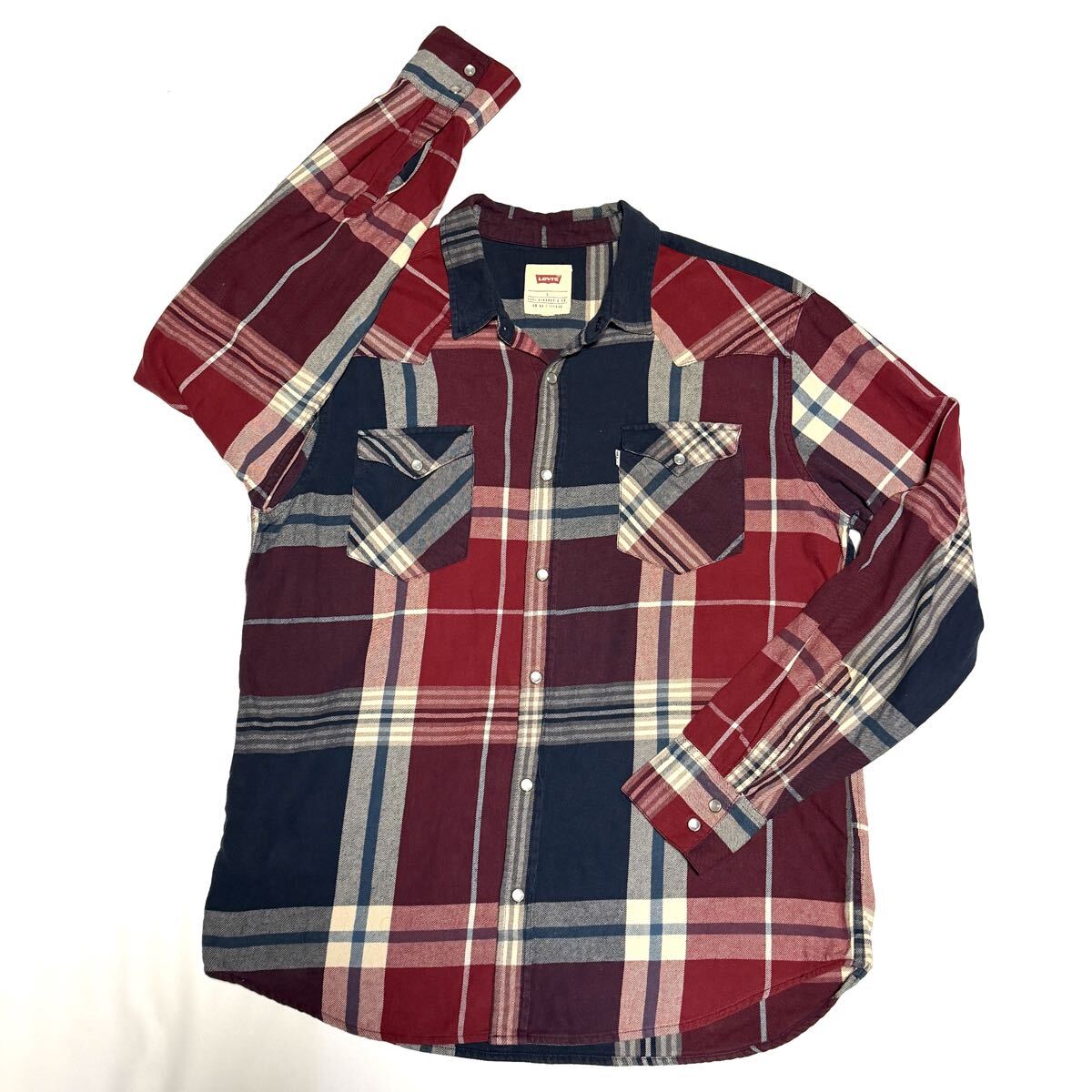 Lサイズ リーバイス　ネルシャツ　メンズ　アメリカ古着　ウェスタンシャツ　チェックシャツ　_画像1