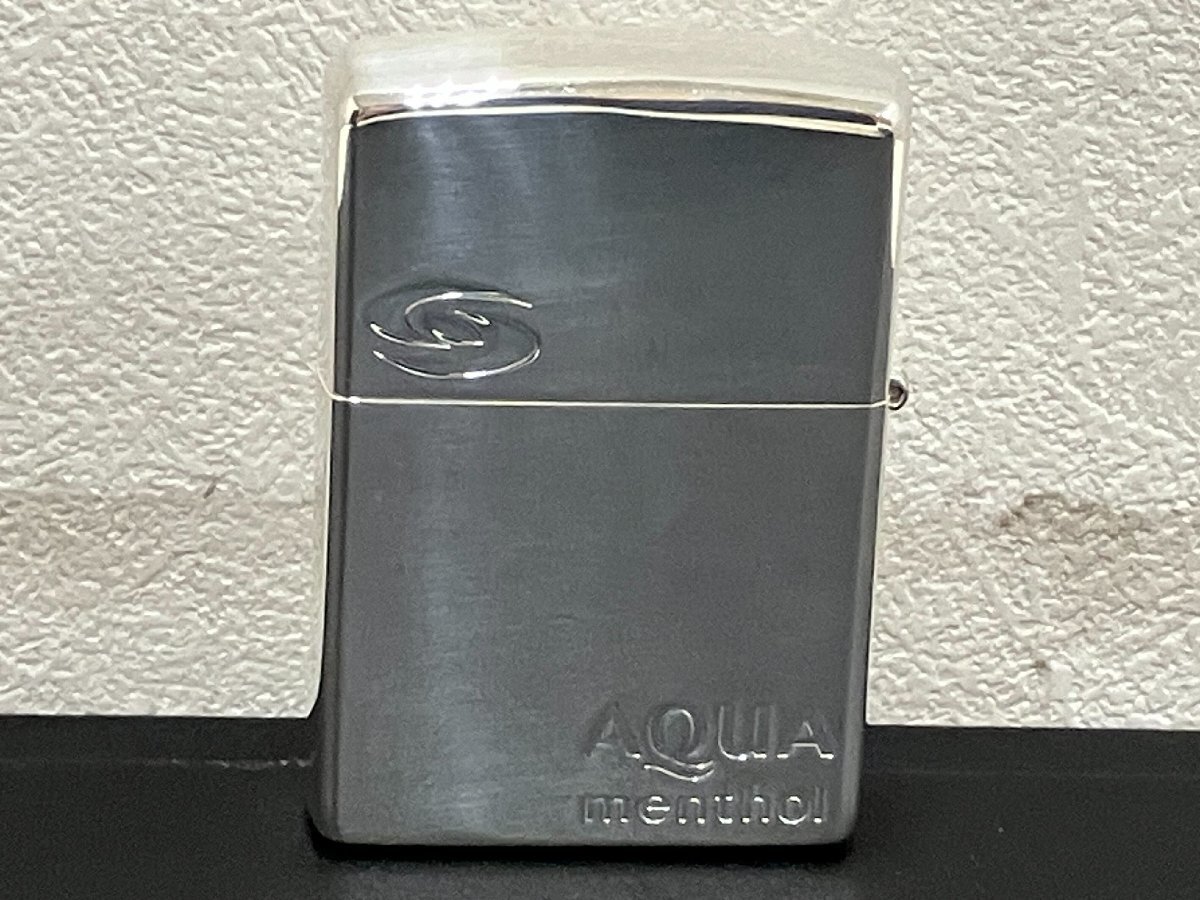 【Y99037】中古 Zippo ジッポ 08 AQUA menthol アクア メンソール BRADFORD,PA. MADE IN U.S.A. 使用状態未確認 着火未確認 ジャンク品_画像3