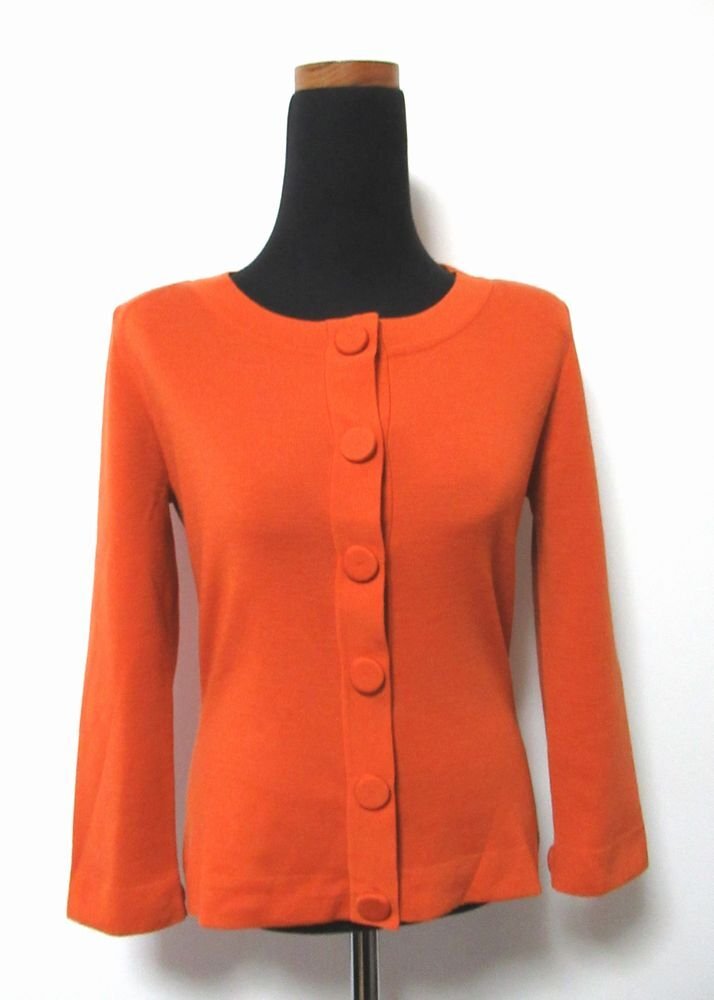 ♪FOXEY BOUTIQUE(フォクシー)レディース/毛100%/カーディガン/ニットジャケット/落ち着いたオレンジ系/サイズ40_画像1