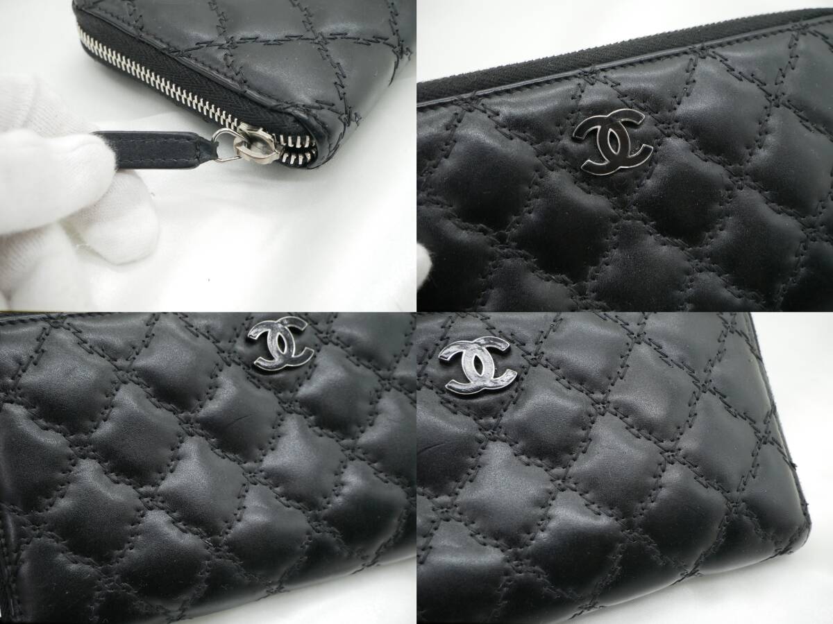 Chanel シャネル マトラッセ ウルトラステッチ ココマーク キルティング ウォレット ラウンドファスナー 長財布_画像4