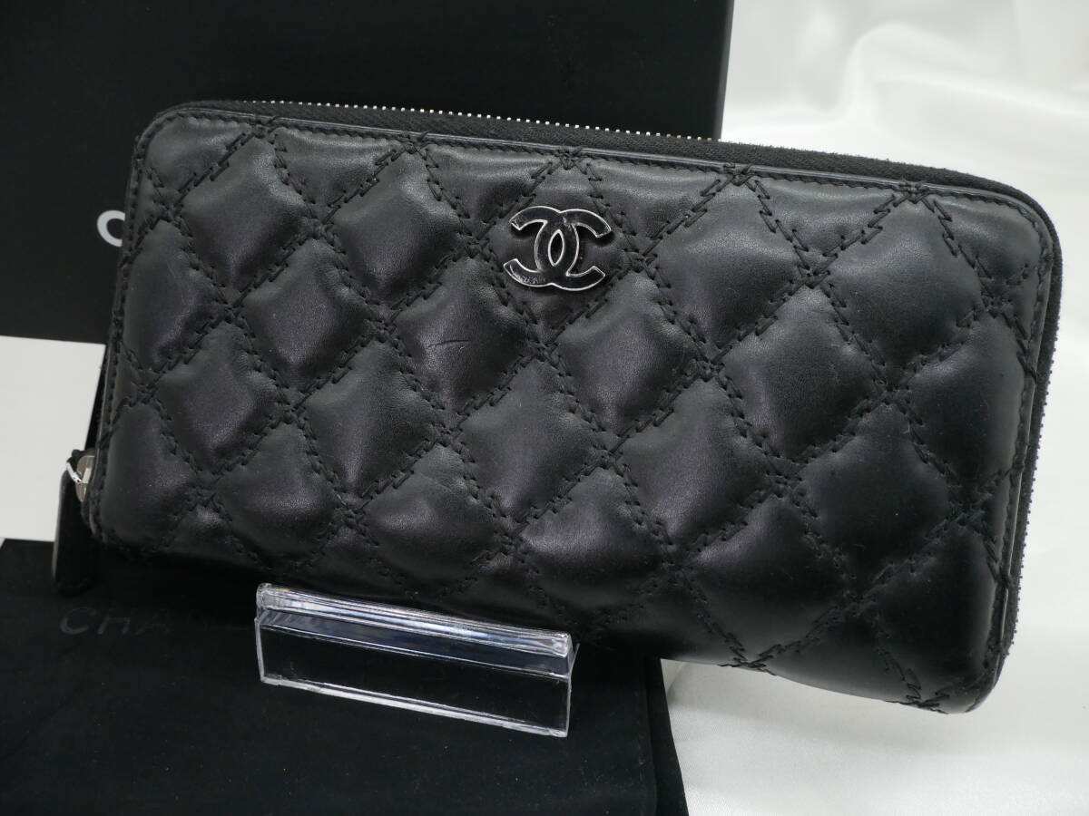 Chanel シャネル マトラッセ ウルトラステッチ ココマーク キルティング ウォレット ラウンドファスナー 長財布_画像3