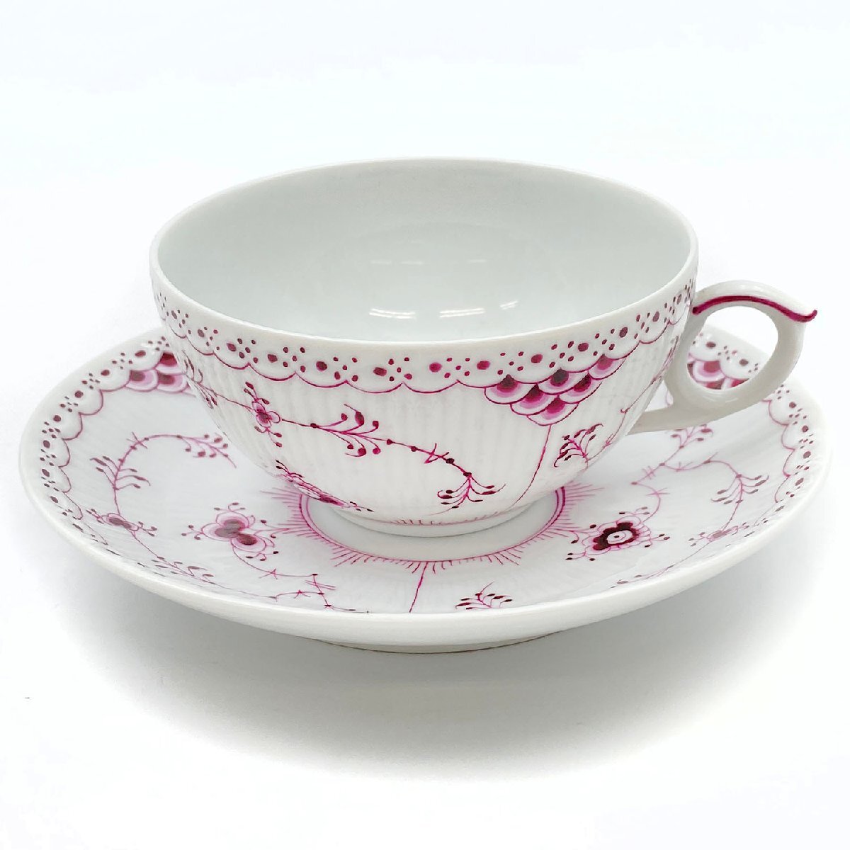 ロイヤルコペンハーゲン バーガンディ ハーフレース カップ&ソーサー 102-3999728_画像1