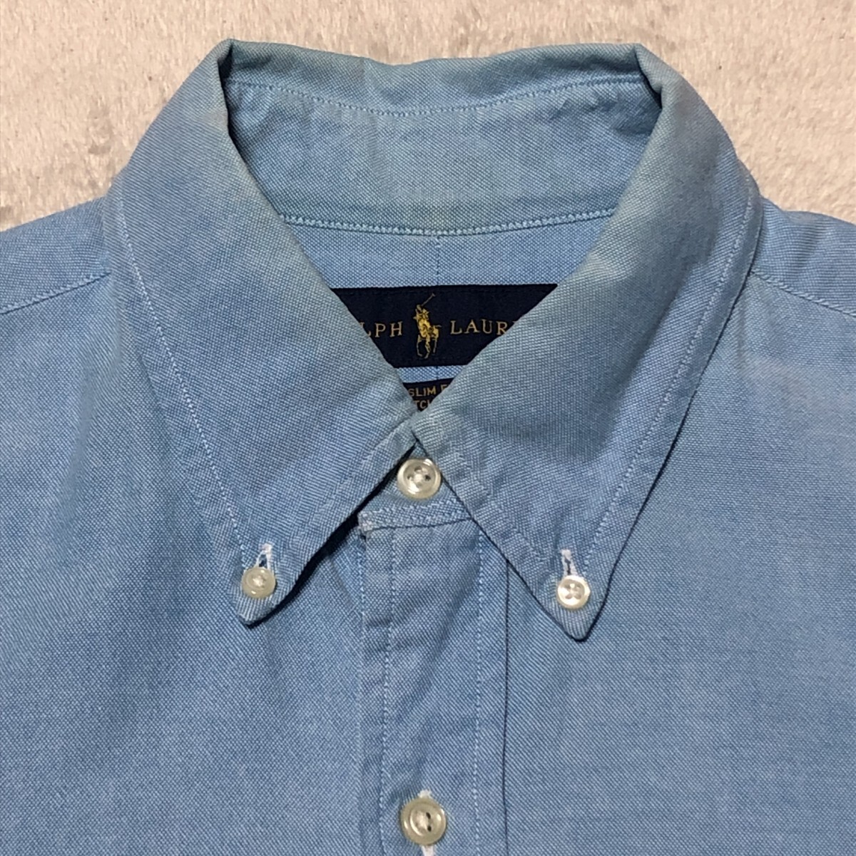RALPH LAUREN ラルフローレン 長袖シャツ ボタンダウン カラーポニー刺 ストレッチオックスフォード デニム調カラー Mサイズ_画像4