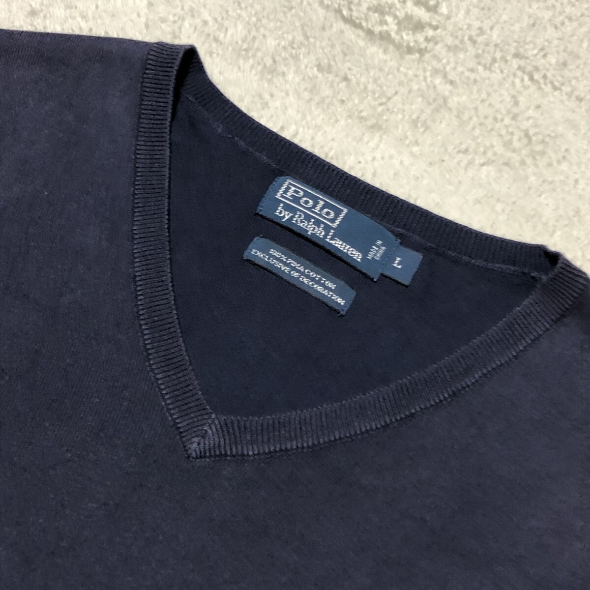 POLO BY RALPH LAUREN ポロ バイ ラルフローレン PIMAコットン100％ ベスト ポニー刺 ネイビー 人気の大きいサイズ Lサイズ_画像5