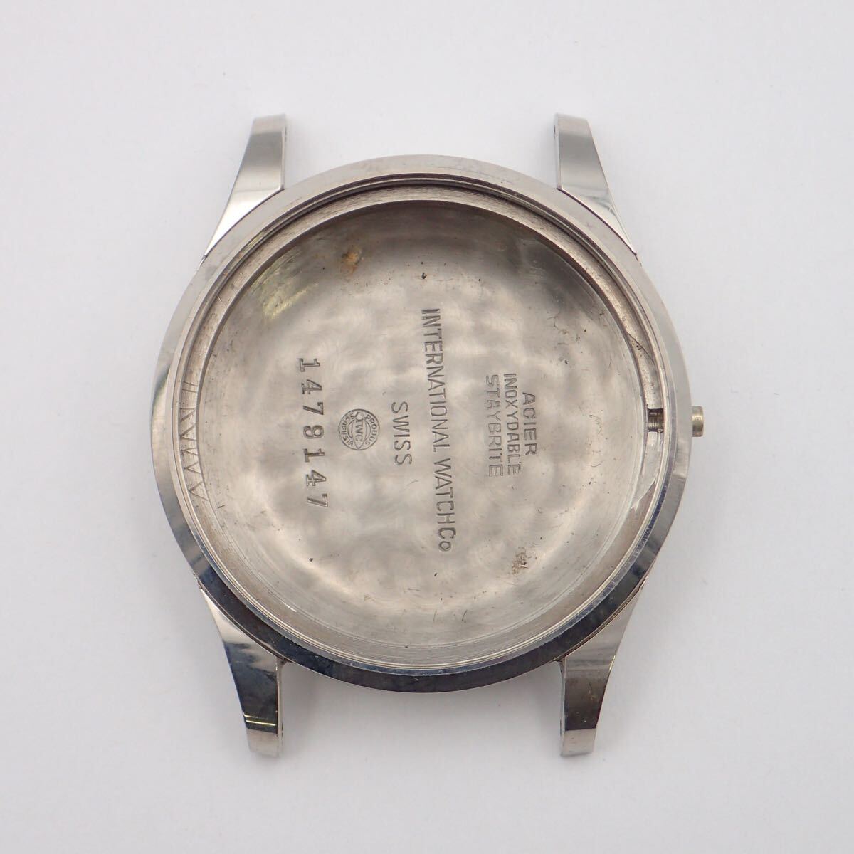 お09214【デッドストック 時計屋引き上げ品】IWC インターナショナルウォッチカンパニー/腕時計用/純正/ケースのみ/直径 約33㎜/シルバー_画像1