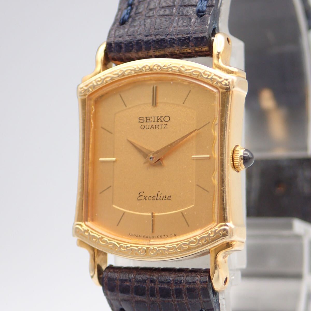 お09021【金無垢 14K 総重量 約13.7g】SEIKO セイコー/エクセリーヌ/クオーツ/レディース腕時計/文字盤 ゴールド/8420-6140_画像2