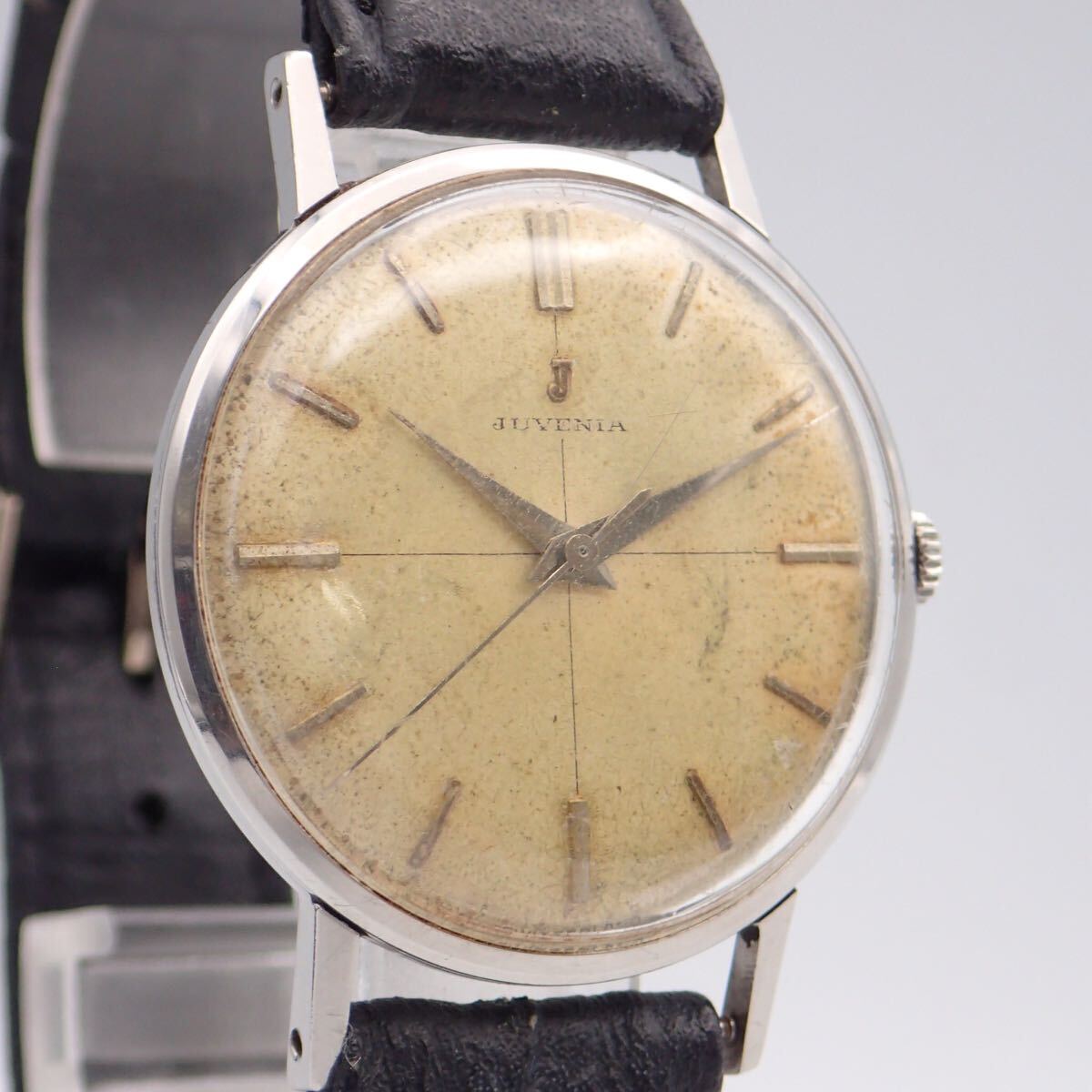 お08288/JUVENIA ジュベニア/手巻き/メンズ腕時計/文字盤 シルバー_画像4