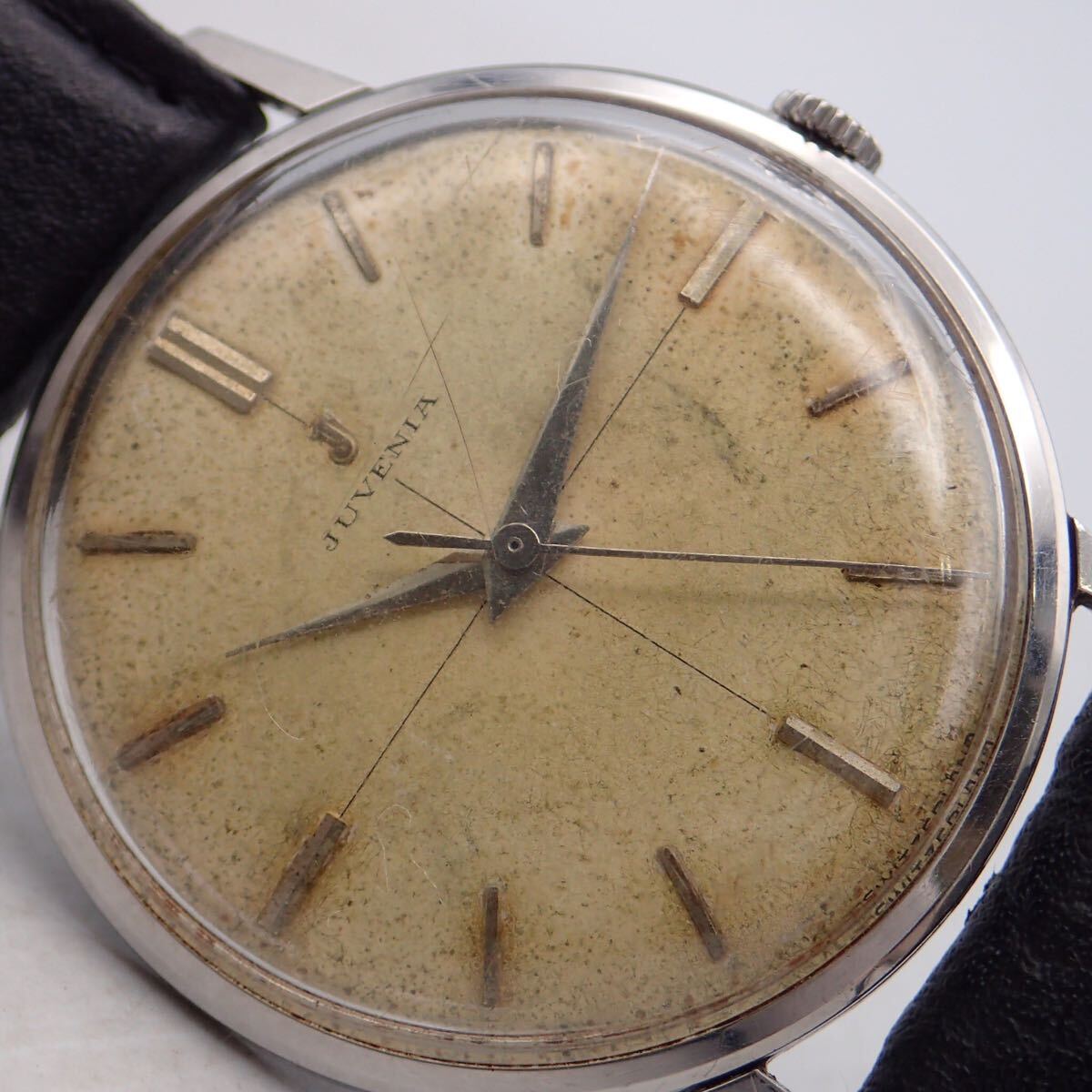 お08288/JUVENIA ジュベニア/手巻き/メンズ腕時計/文字盤 シルバー_画像10
