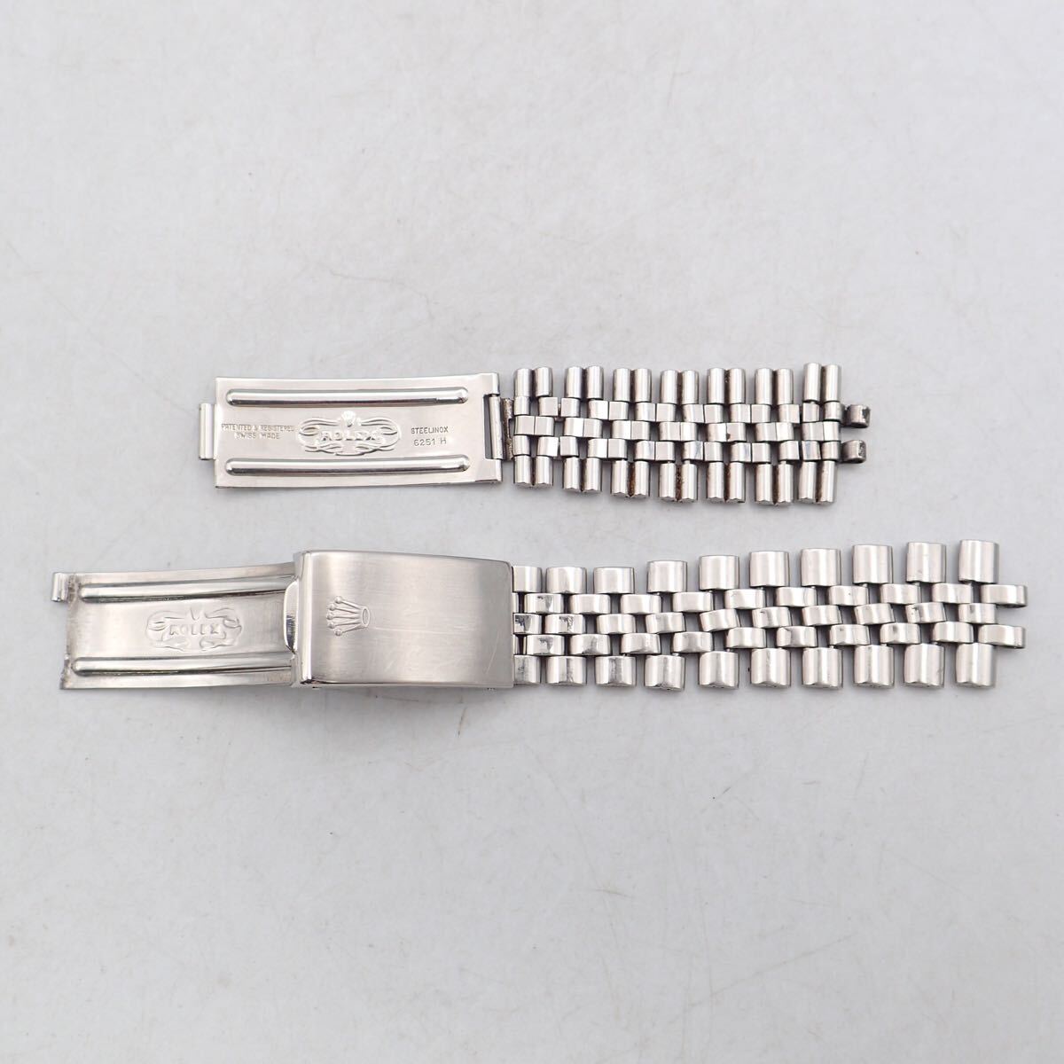 お09046/ROLEX ロレックス/腕時(shí)計(jì)用/純正ベルト/ベルトのみ/ラグ幅 約19㎜/シルバー/付屬品付/破損有