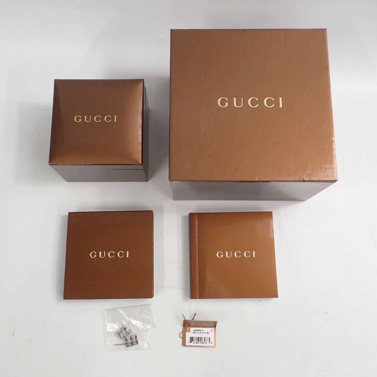 お09280 グッチ GUCCI 5500L レディース ウォッチ クオーツ SS 黒文字盤 デイト 箱付 スイス製 Cランク_画像10