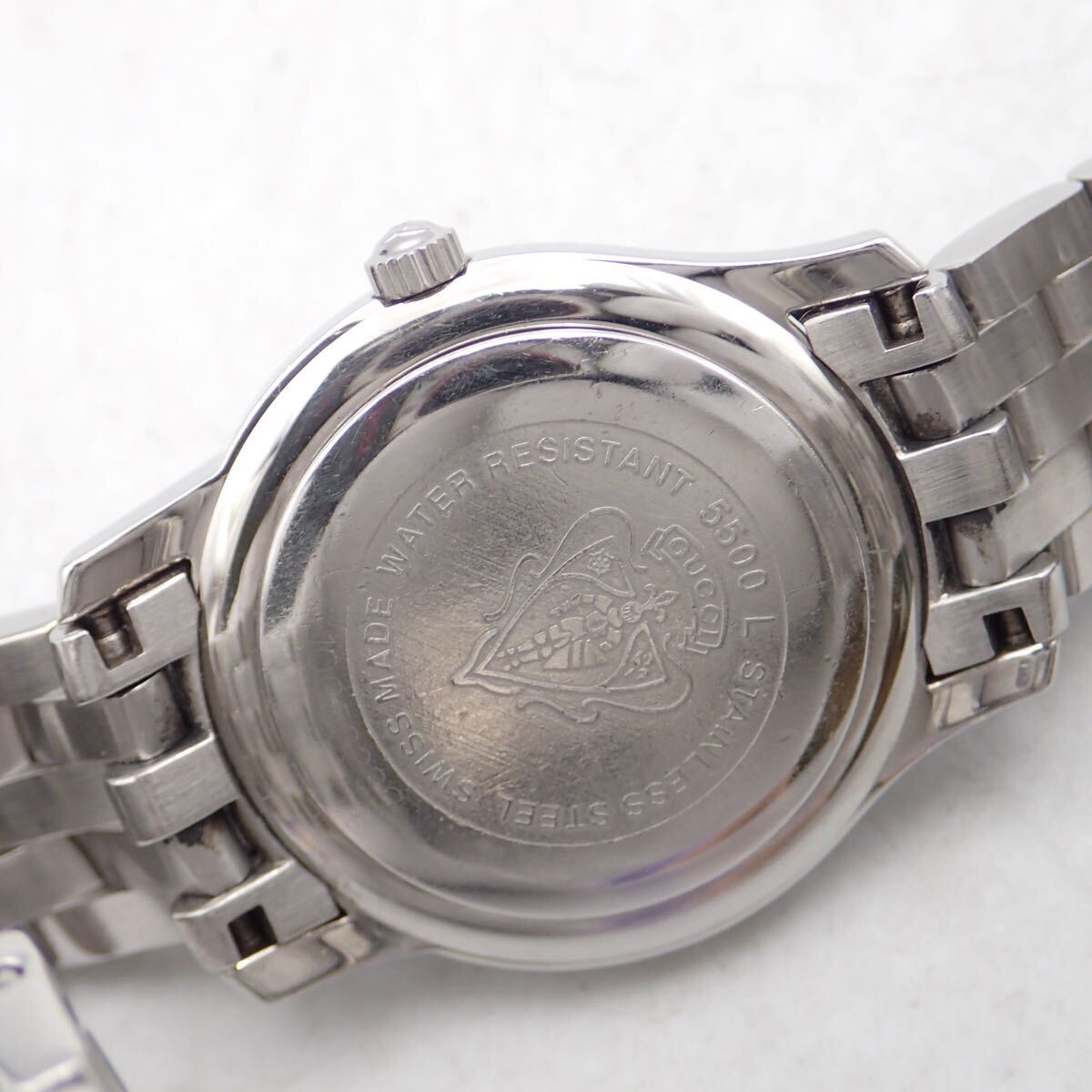 お09083/GUCCI グッチ/クオーツ/レディース腕時計/ローマン/文字盤 ブラック/5500L_画像8