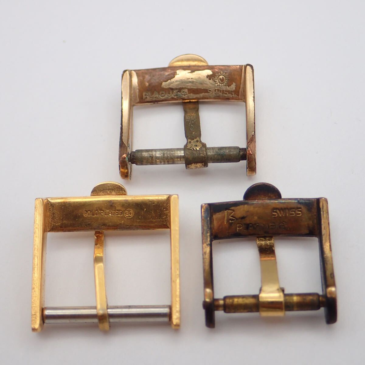 お09184【時計屋引き上げ品】OMEGA オメガ/腕時計用/尾錠のみ/純正/ラグ幅 約12～16㎜/ゴールド/シルバー/まとめて/計5点セット_画像9