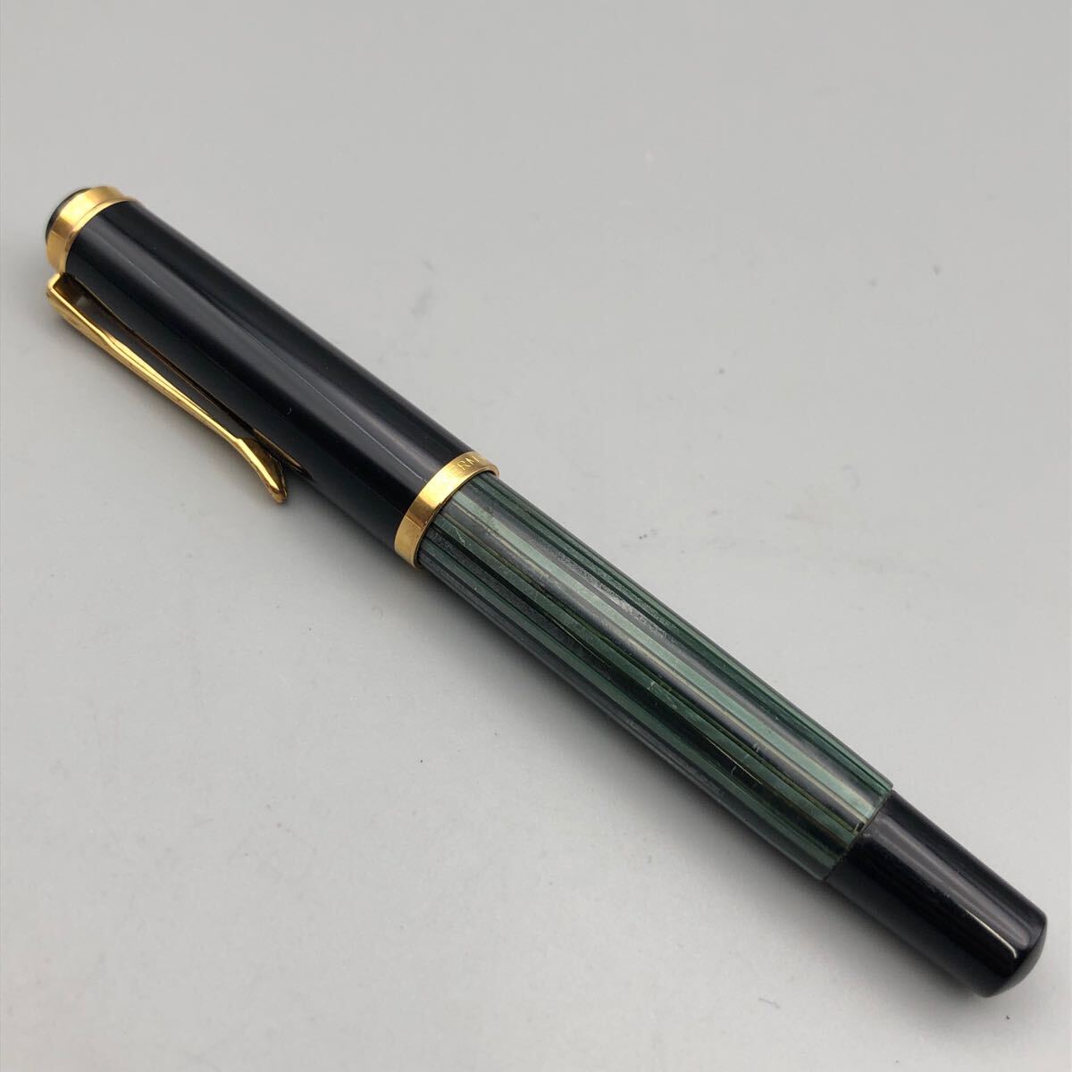 ★F09149 Pelikan ペリカン スーベレーン 万年筆 M400 緑縞 グリーンストライプ 14C-585 EF 極細字_画像2