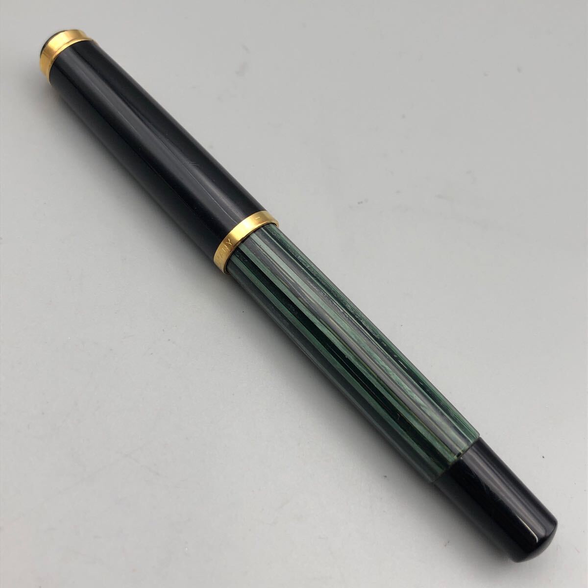 ★F09149 Pelikan ペリカン スーベレーン 万年筆 M400 緑縞 グリーンストライプ 14C-585 EF 極細字_画像3