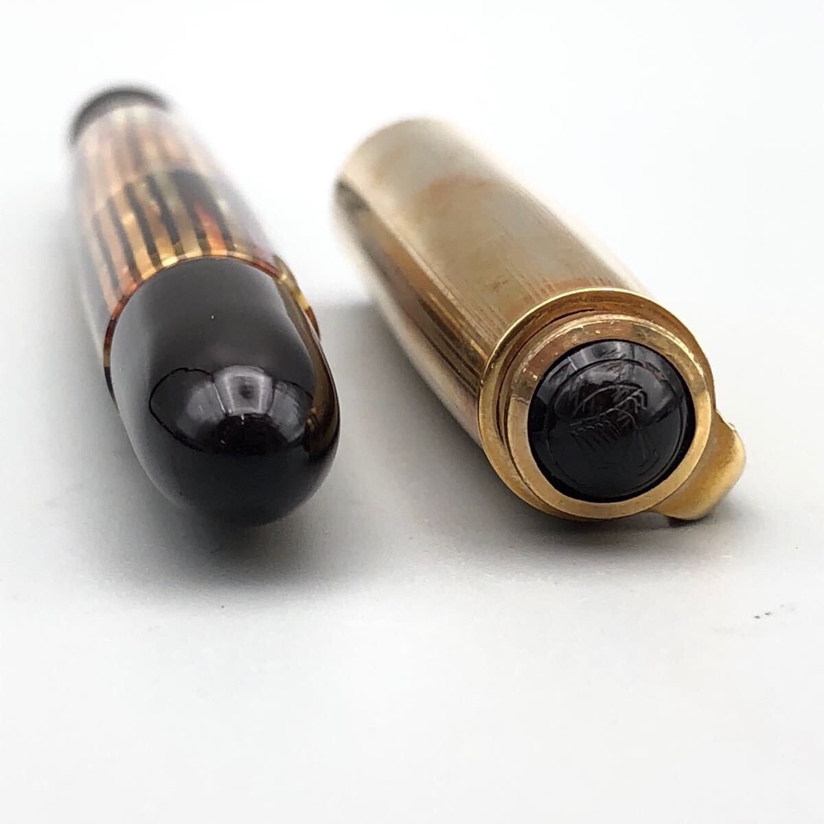 ★F09173 PELIKAN ペリカン スーベレーン 400 M400 万年筆 BBニブ ゴールドストライプ 金キャップ _画像6