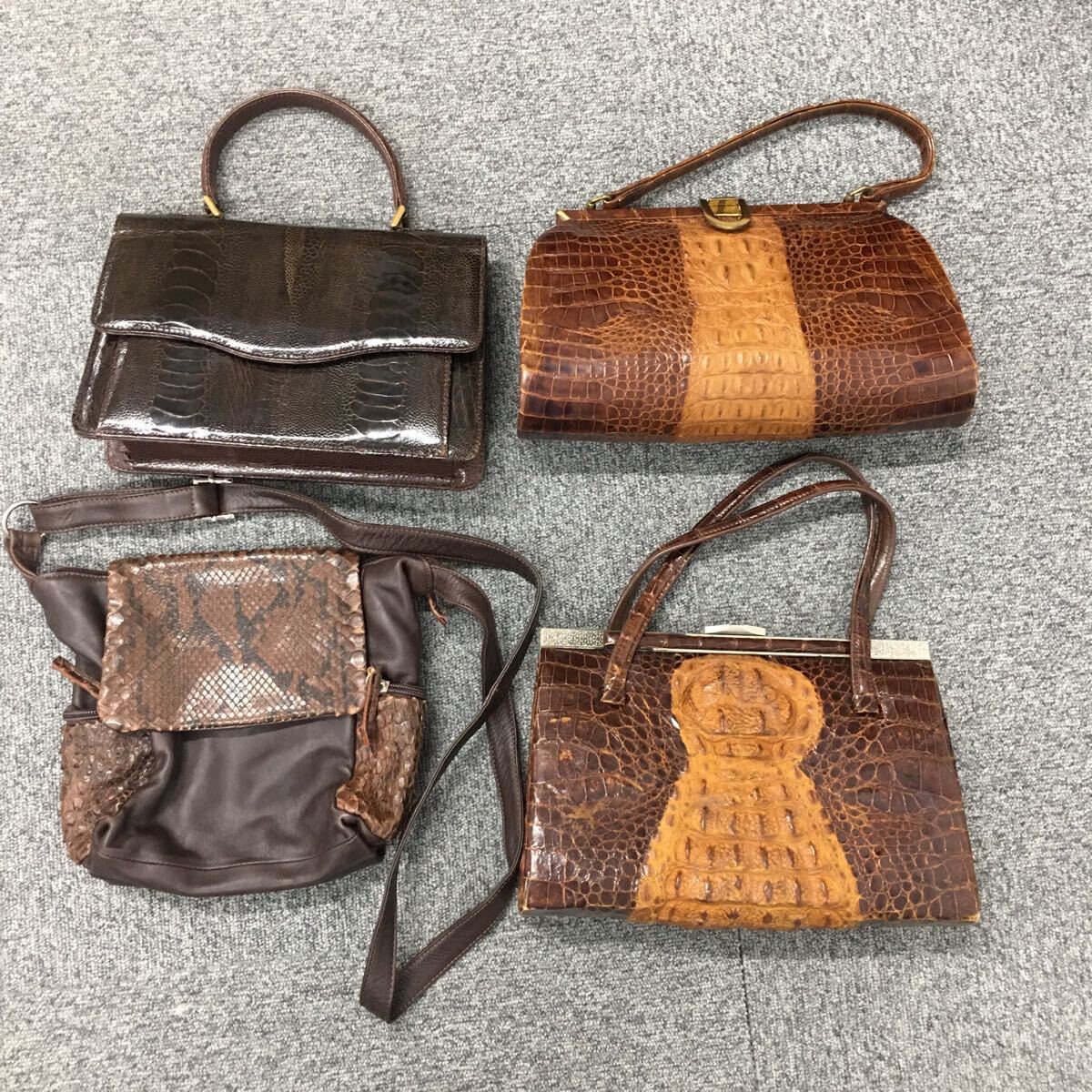 ★F09256【計(jì)15點(diǎn)】クロコダイル パイソン リザード エキゾチックレザー バッグ 財(cái)布 大量まとめ ジャンク 現(xiàn)狀品 爬蟲類 