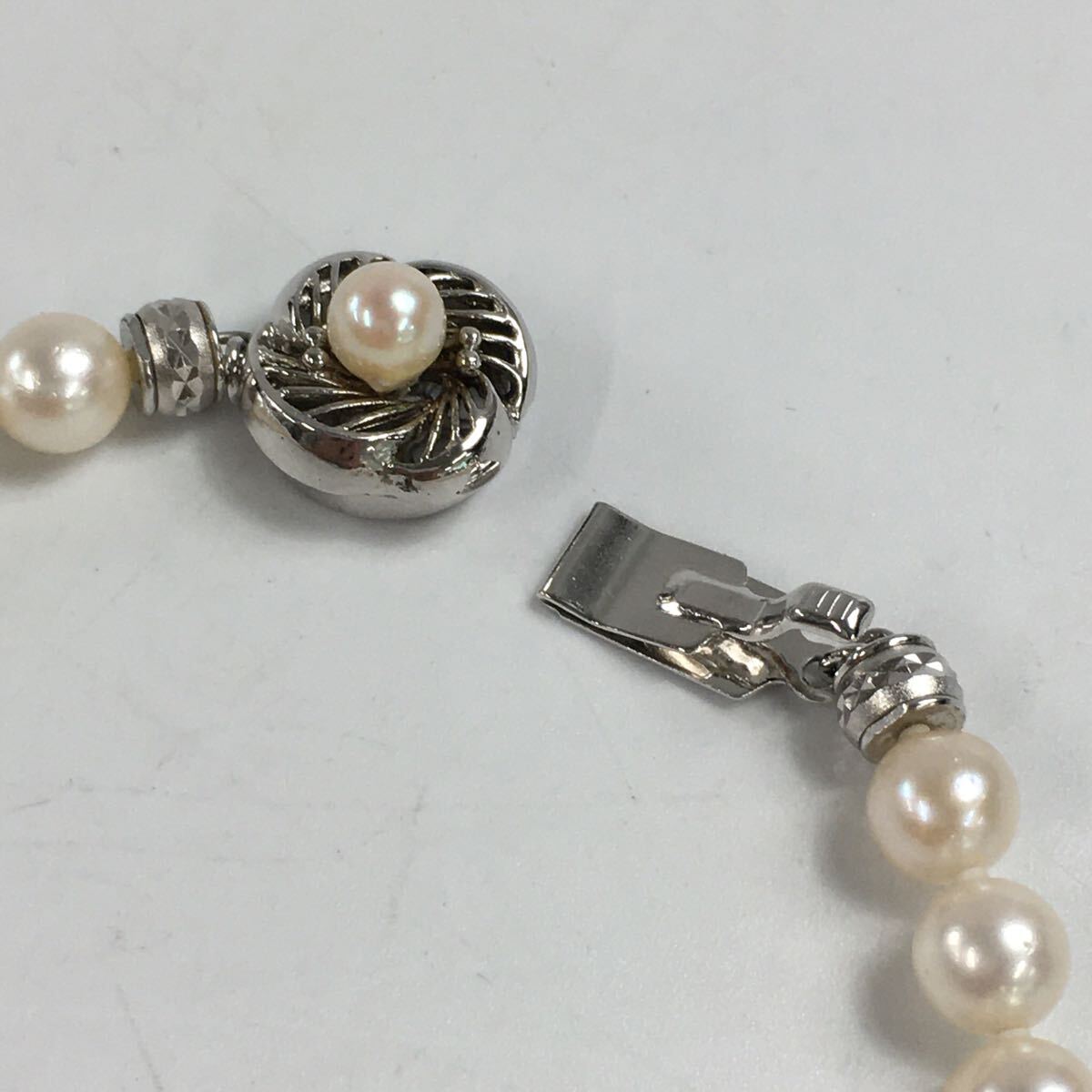 ★岡10052 本真珠 ネックレス SILVER留め具 約7mm 冠婚葬祭 フォーマル アクセサリー ジュエリー_画像6