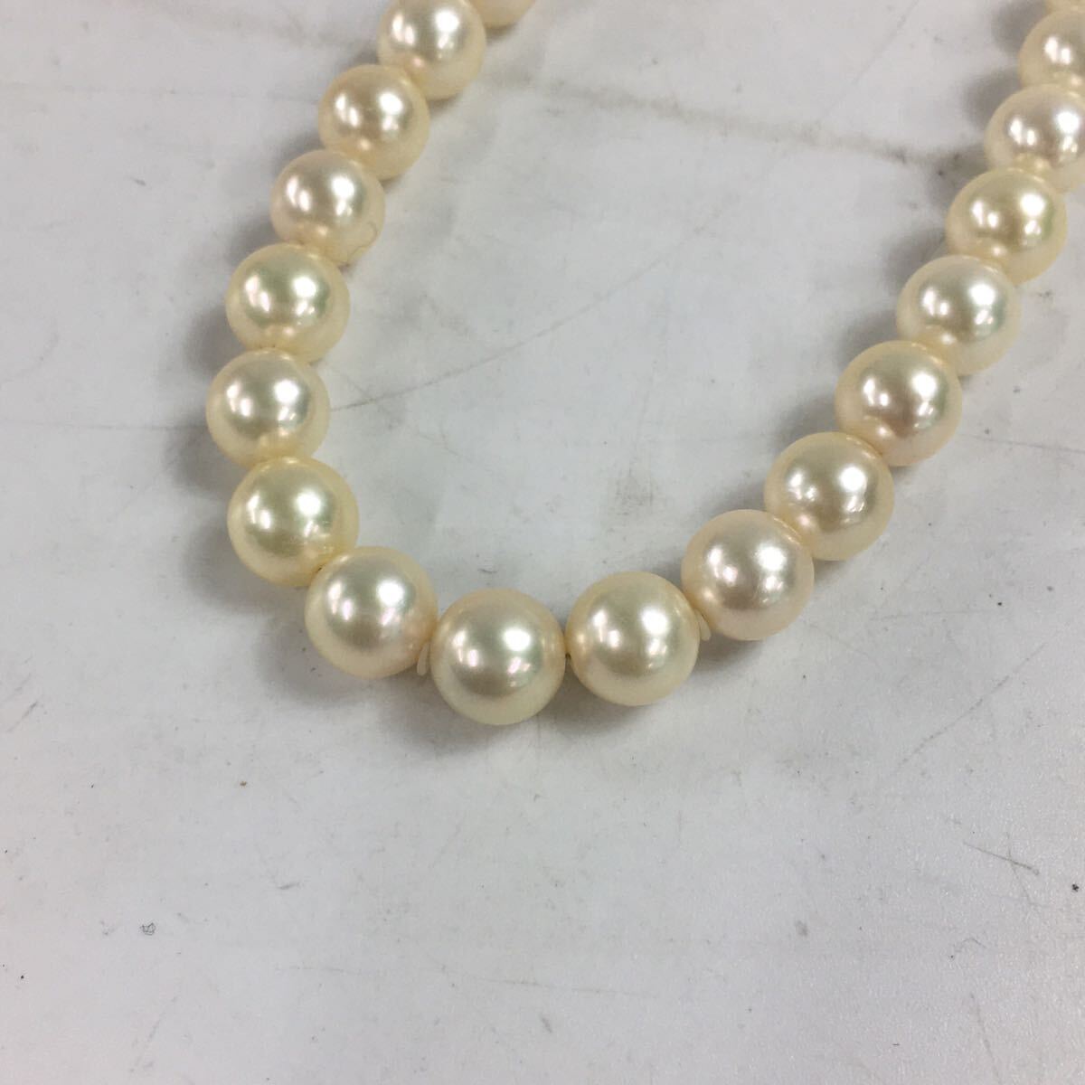 ★岡10053 本真珠 ネックレス SILVER留め具 約8mm 46個 冠婚葬祭 フォーマル アクセサリー ジュエリー_画像8