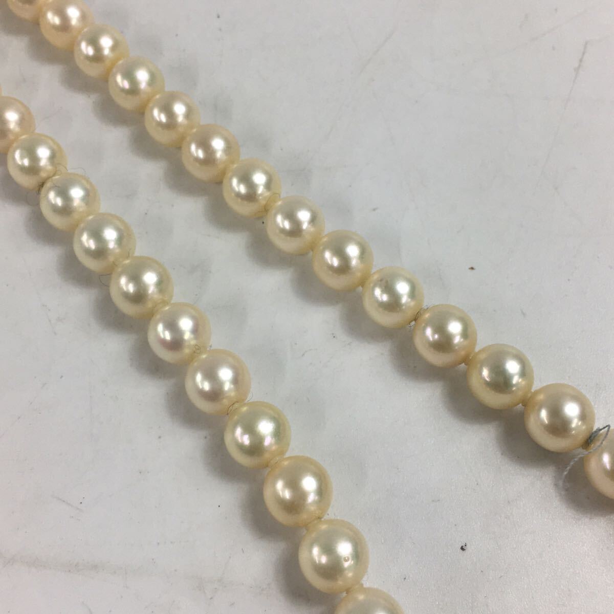 ★岡10053 本真珠 ネックレス SILVER留め具 約8mm 46個 冠婚葬祭 フォーマル アクセサリー ジュエリー_画像9