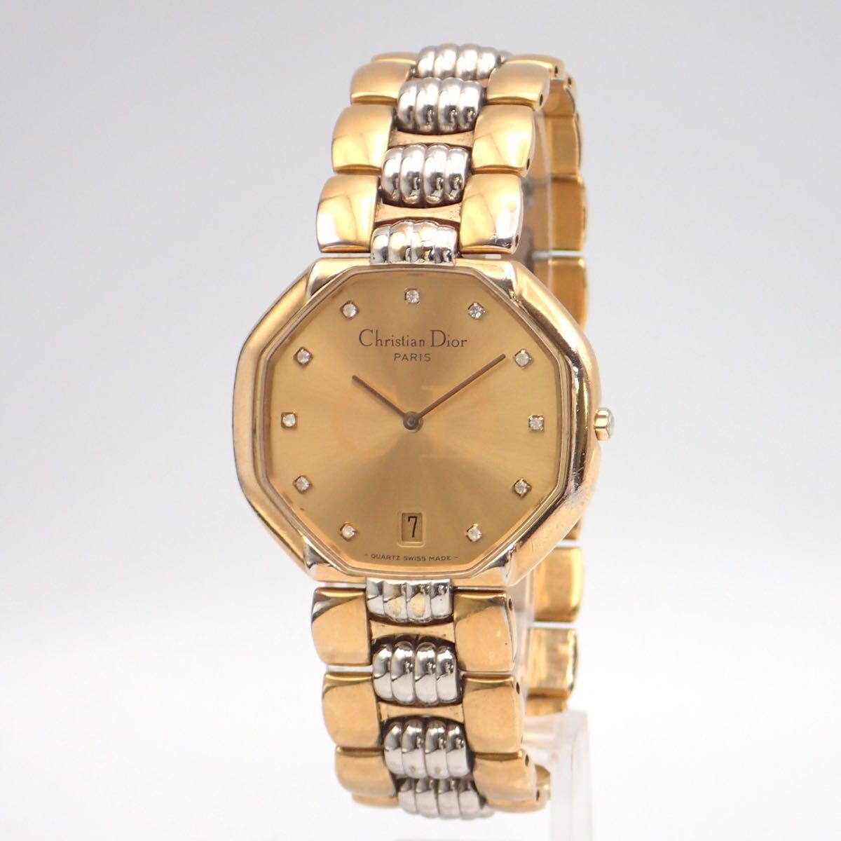o09144 Christian Dior Christian Dior PARIS 45.134 кварц Date анис звёздчатый форма Gold циферблат CD Logo Junk 