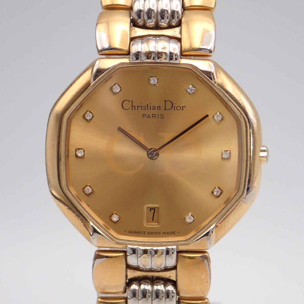 o09144 Christian Dior Christian Dior PARIS 45.134 кварц Date анис звёздчатый форма Gold циферблат CD Logo Junk 