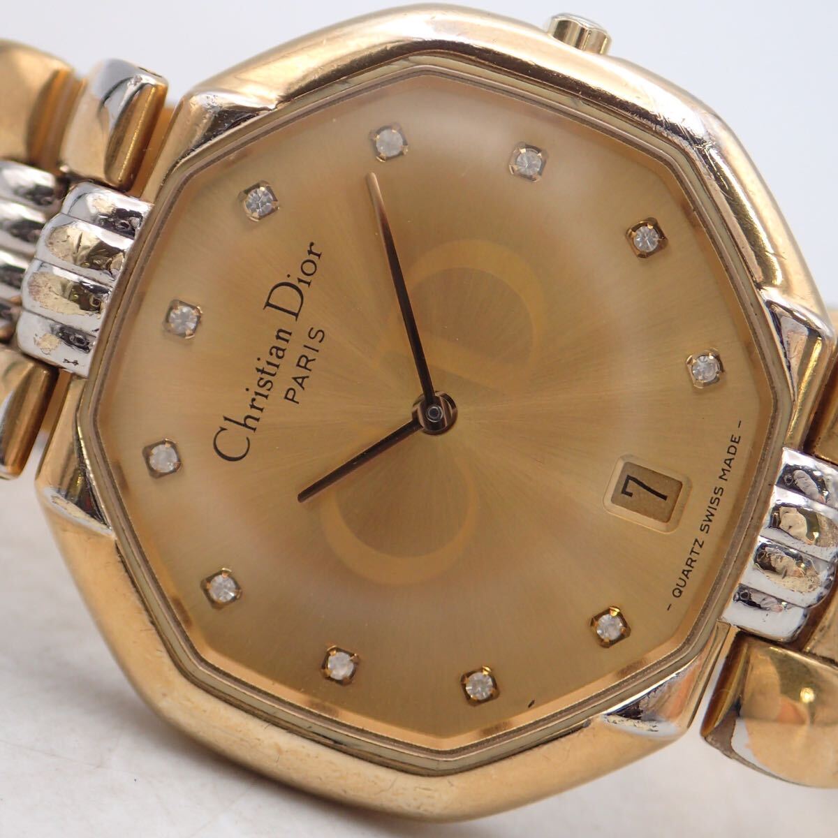 o09144 Christian Dior Christian Dior PARIS 45.134 кварц Date анис звёздчатый форма Gold циферблат CD Logo Junk 