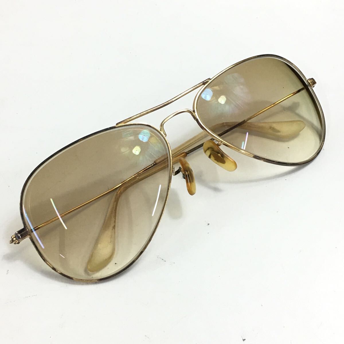 ★F10123 Ray-Ban レイバン 58□14 サングラス ティアドロップ アビエーター ゴールドフレーム グラデーションレンズ_画像1