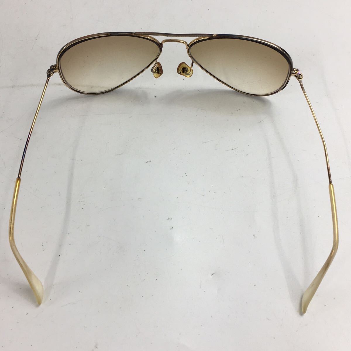 ★F10123 Ray-Ban レイバン 58□14 サングラス ティアドロップ アビエーター ゴールドフレーム グラデーションレンズ_画像5
