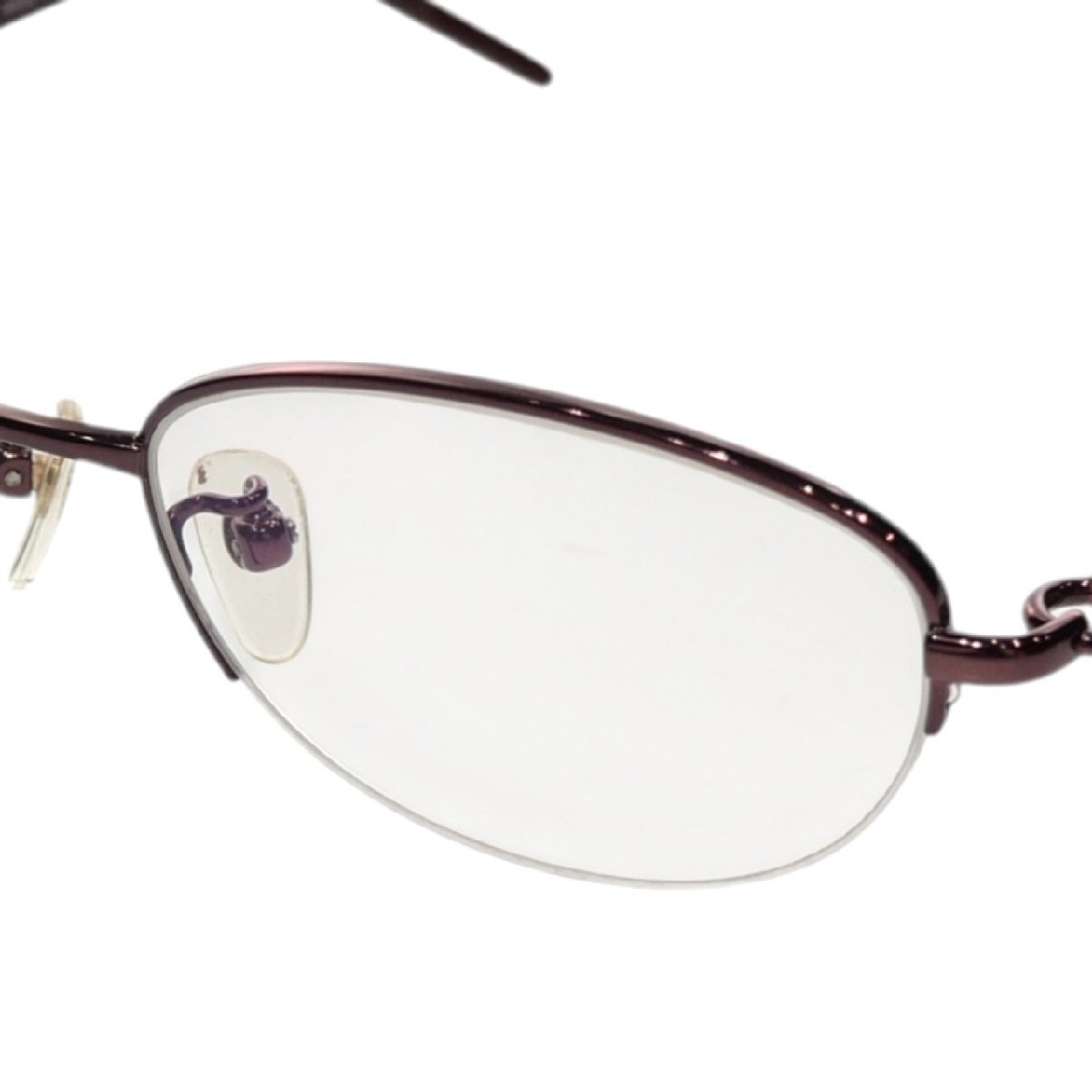 1円スタート GUCCI グッチ 眼鏡 GG8558/J 8TH 51□17-130 メガネ アイウェア 度なし チタン ツーポイント ハーフリム 服飾 小物 ボルドー系_画像3