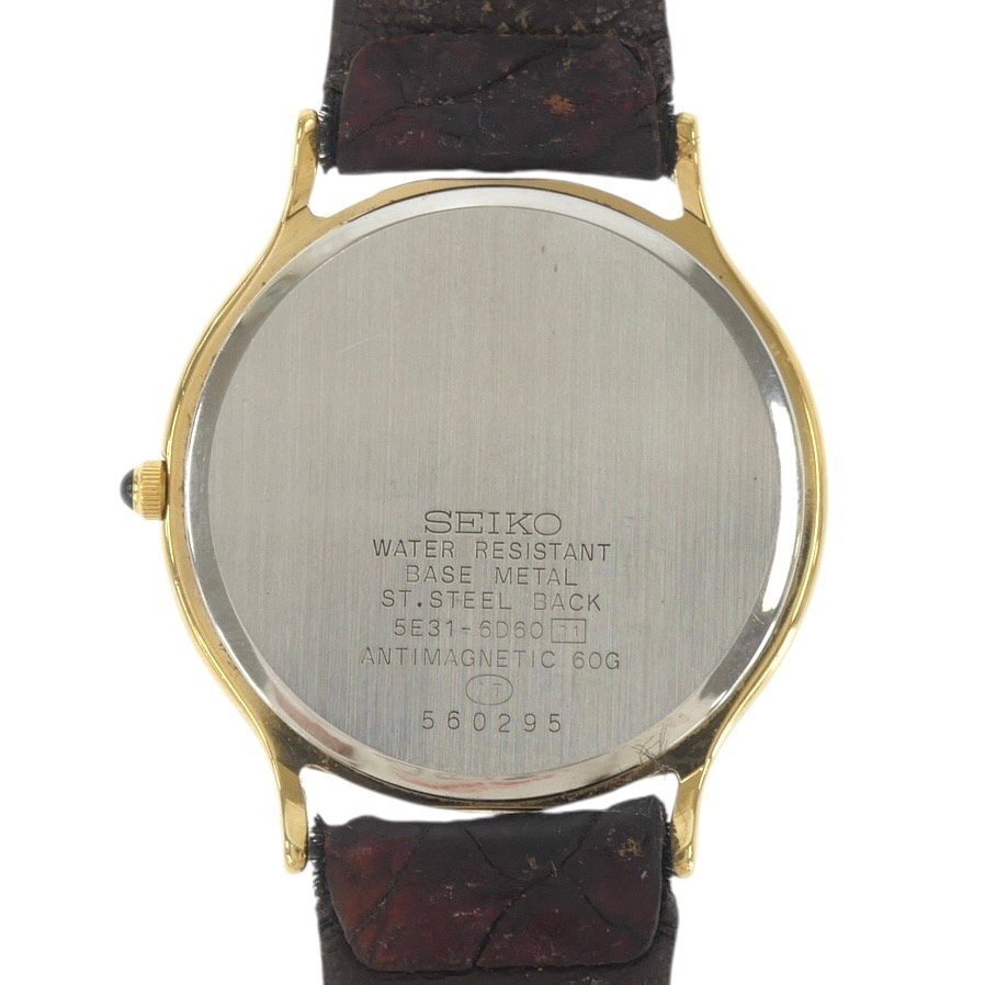 1円スタート SEIKO セイコー DOLCE ドルチェ 5E31-6D60 クォーツ QZ ラウンドフェイス 2針 コンビ アイボリー文字盤 メンズ 動作未確認_画像8