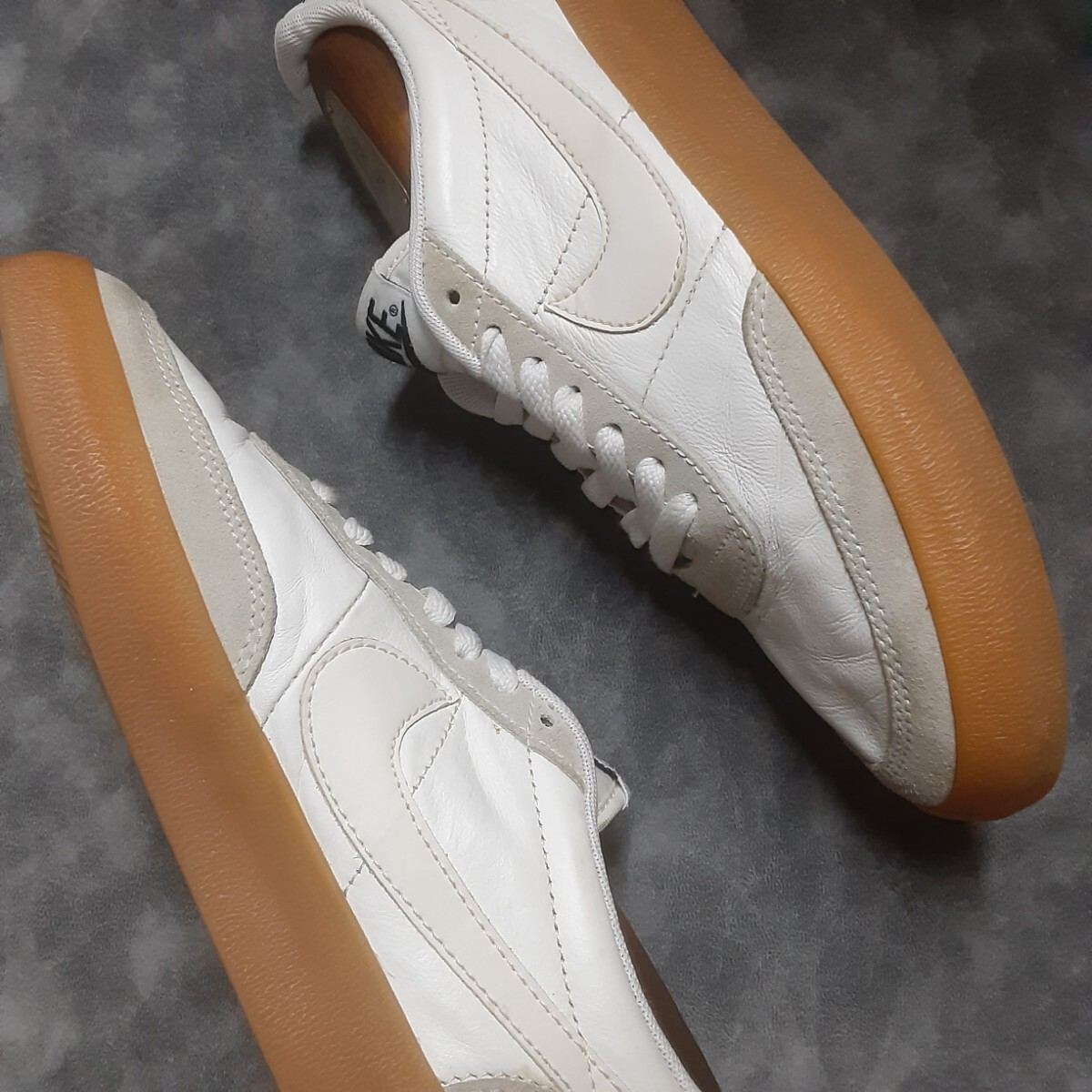  самый цена!80's переиздание Old жевательная резинка подошва × комбинированный кожа ткань!J. Crew × Nike cut Schott 2 сотрудничество спортивные туфли! белый! белый пепел редкий 25cm