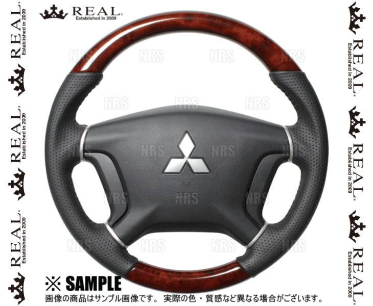 REAL レアル オリジナル (ブラウンウッド/ブラックステッチ) パジェロ V83W/V87W/V88W/V93W/V97W/V98W 2006/10～ (D5-BRW-BK