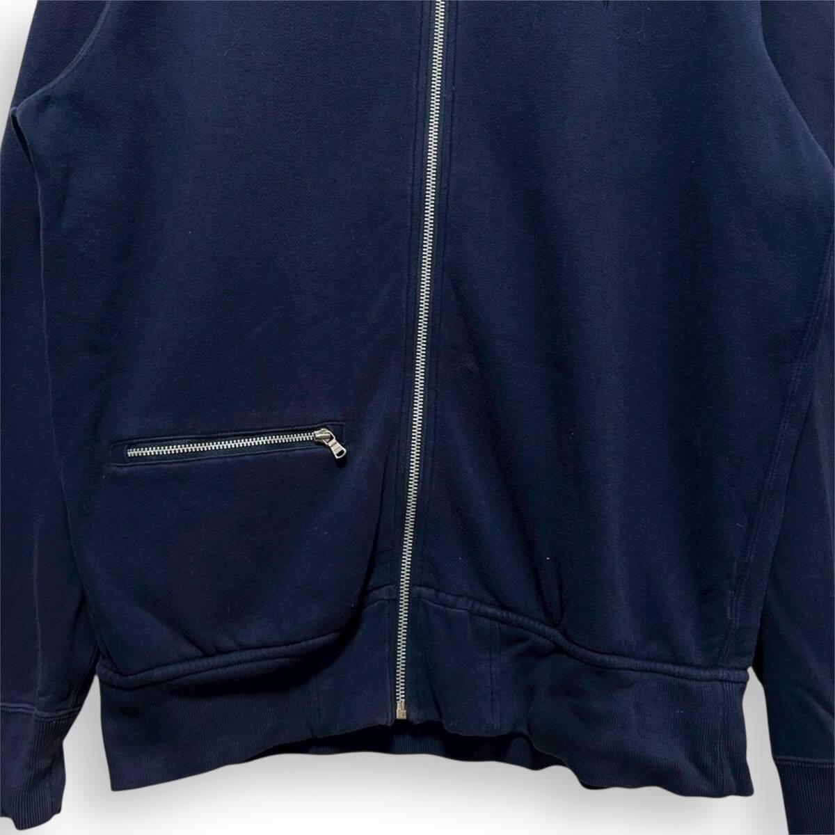 A2542/ 90s 希少デザイン POLO RALPH LAUREN ポロ ラルフローレン ジップアップ スウェット ネイビー L_画像4