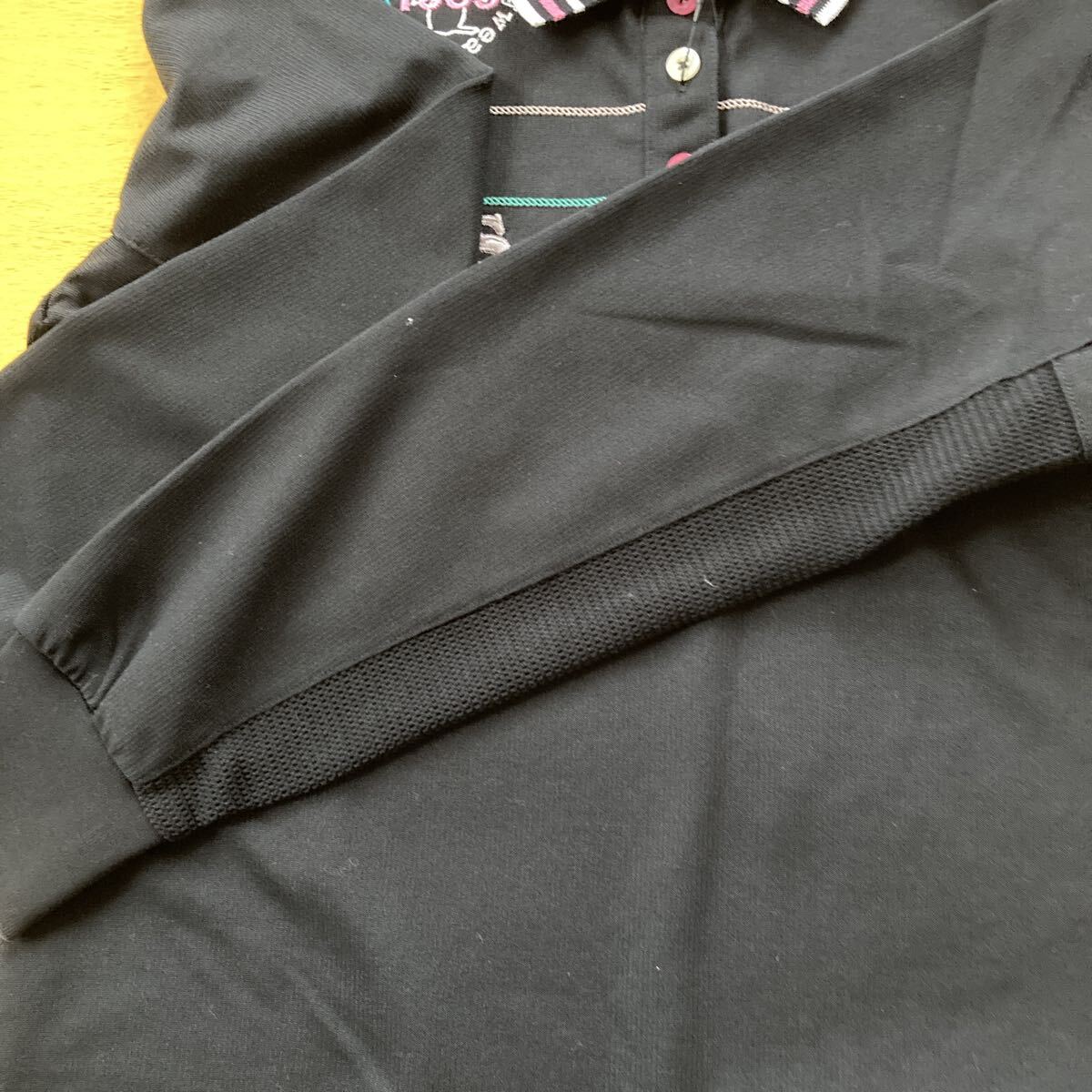 n6512 マンシングウェア MUNSINGWEAR ゴルフウエア ポロシャツ 長袖 メッシュ ブラック M レディース 未使用　_画像5