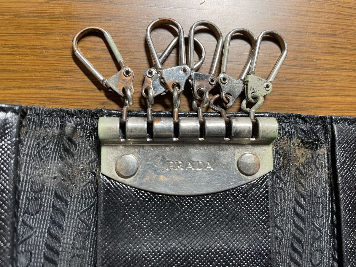 【中古・保管品 】キーケース　PRADA プラダ 三角ロゴ ナイロン ブラック ６連 黒 prada_画像8